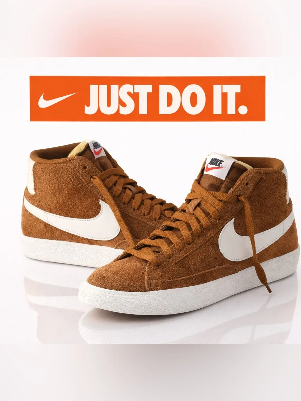 Nike Men’s Brown Suede High-Top Sneakers with White Swoosh